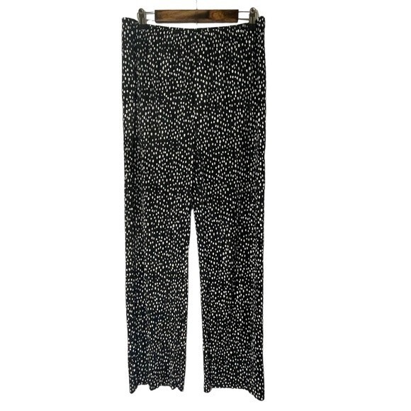 Travelers by Chico's Pant Wide Leg Black with White Polka Dots - Picture 1 of 7